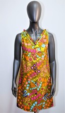 New 60/70s sleeveless beach dress Boussac cotton fabric by JACQUES HEIM 38FR 6US