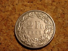 SUISSE . 2 FRANCS 1968.B.