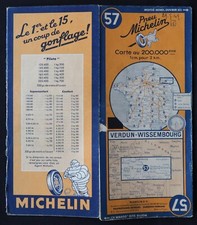 Carte MICHELIN 57 VERDUN WISSEMBOURG 1946 Guide Bibendum pneu tyre map