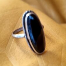 Bague Origine Inde Tibet Argent Onyx Taille 56