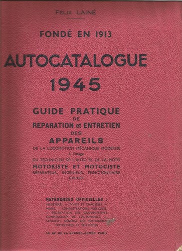 Rare manuel autocatalogue 1945 - autocatalogue,