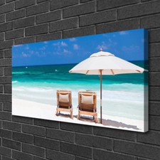 Photo sur toile Image Tableau Impression 100x50 Paysage Plage Chaises