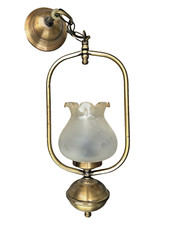 APPLIQUE MURALE VINTAGE EN LAITON AVEC TULIPE EN PÂTE DE VERRE STYLE RÉTRO