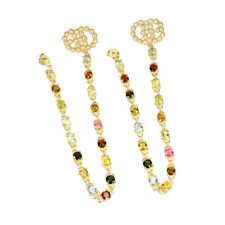 925 Argent Sterling Boucles Rond Tourmaline Gemmes Naturelles Bijoux Cadeau