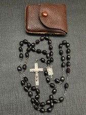 chapelet ancien  argent massif perles verre grenat