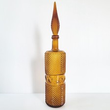 SUPERBE CARAFE EMPOLI GENIE BOTTLE VERRE ORANGE 1960 VINTAGE 60S 1960S ANNEES 60