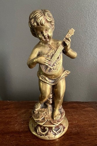 Petit bronze cupidon joue de - petit,