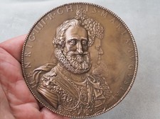 Grande médaille bronze Henri IV & Marie de Medicis diamètre 10 cm 488 grs