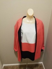 2 Piece Sleeveless Top & Double Breasted Jacket By Women's Perceptions Coral 24