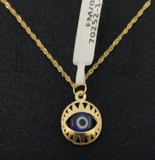 Pendentif Et Chaîne Or 18K 750 Mls. Oeil Turc 10,5 Mm. Réf 70252-1