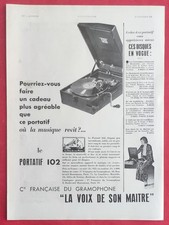 Pub Presse: Electrophone Gramophone PORTATIF 102 de LA VOIX DE SON MAITRE 1932