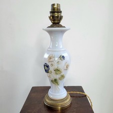 Pied de Lampe en Opaline Fleurs en Relief Style Napoléon III 28 cm