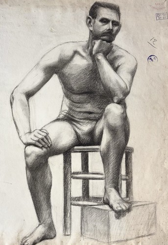 Dessin ancien fusain - dessin,