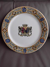 Assiette Armoiries Polychrome Devise Lilia Sustinet Virtus Couronne Lions