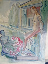 GOUACHE ORIGINALE XX° CROQUIS