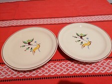 2 Assiettes de présentation sur Pied Salins oiseaux exotiques