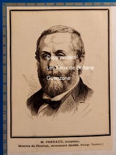 Décés  PERRAUD sculpteur  1876 document gravure print