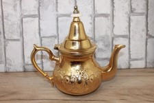 Théière Marocaine Orientale Dorée Ciselée Pot à Thé Laiton Vintage Décoration