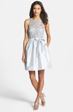 NEW AIDAN MATTOX Embellished Bodice Taffeta Fit & Flare DRESS SIZE 0 $350  