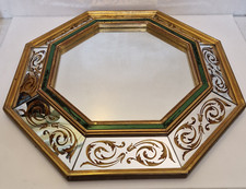 Vintage - Miroir octogonal à pareclose - décor églomisé/dorures à la vénitienne