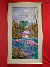 Fresque en carreau de ceramique Rois de Majorque Perpignan- Flamand rose - Cadre