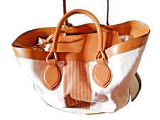 Delvaux sac Every  D cuir et coton tissé marron et beige