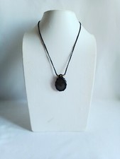 Collier Pierre Obsidienne Argenté Pierre Semi-précieuse Tressé À La Main