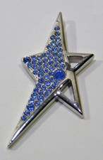 THIERRY MUGLER Pendentif perles bleues steel 5.5x3 cm