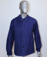 NEW French 1950s Blue Cotton Twill Sewn Collar Work Jacket LE TRES SOUPLE Size L