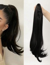 Postiche Court Extension Queue De Cheval Lisse Synthétique Noir Femme À Pince