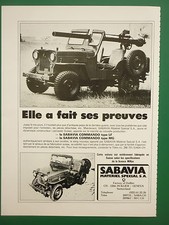 1982 PUB SABAVIA SUISSE VEHICULE MILITAIRE SABAVIA COMMANDO JEEP MILITARY AD
