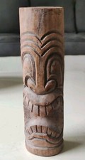 Sculpture/Totem/Tiki Hawaïen fait main, en bois brut - Porte Bonheur Haut 25,5cm