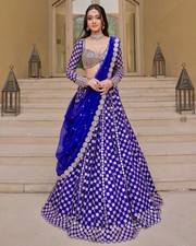 INDIAN WEAR LEHENGA CHOLI BOLLYWOOD PARTY PAKISTANI NEW DESIGNER NEW WEDDING sky