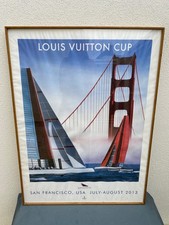 AFFICHE LOUIS VUITTON CUP SAN FRANCISCO 2013 SIGNEE RAZZIA SOUS CADRE VITRE