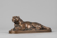 Antoine-Louis Barye Paris, 1795 - 1875 / PANTHÈRE COUCHÉE