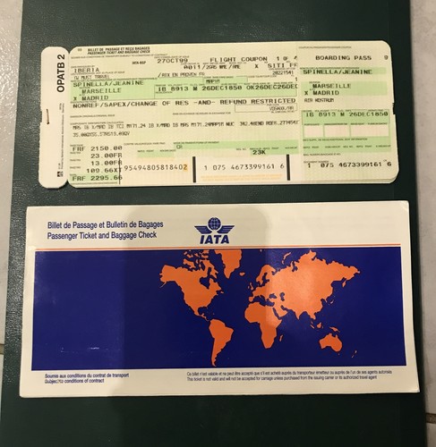 Ancien ticket billet - billet, aviation