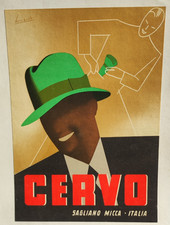 Affiche originale Chapeau Cervo par Boccasile - Italie /RS25