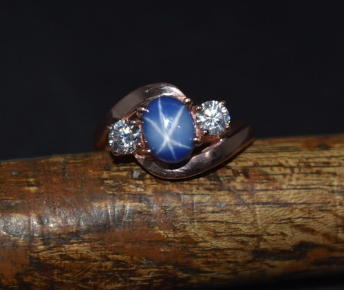 Bague saphir étoile - , bleue