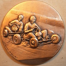 Belle médaille en bronze récompense course de karting années 70 - FRE24KAR001
