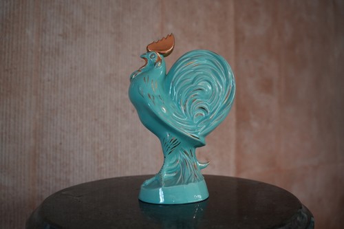 Coq céramique bleu et - coq,