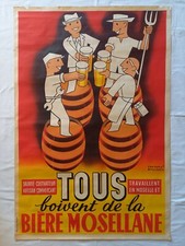 Ancienne affiche publicitaire Bière MOSELLANE brasserie de Moselle LORRAINE 1950