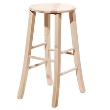 Tabouret Brut À Peindre Haut De 67 Cm Avec Assise Ronde Et Pieds En Sabre