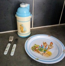 Vintage Pierre Lapin Peter Rabbit Beatrix Potter Assiette Gourde Couverts C61