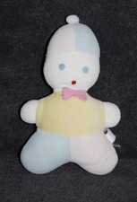 ?Peluche Doudou Bonhomme Lutin TIGEX Clown Pastel Noeud Rose 18 Cm TTBE