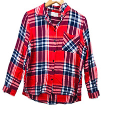 Springfield chemisier femme Taille 40 carreaux rouge bleu 100% coton blouse haut