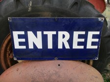 Ancien Plaque émaillée ENTREE "Double face" - 59x29cm