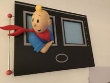 NO MOULINSART  TINTINIMAGINATIO PIXI LEBLON CADRE MURAL RESINE  TINTIN COW BOY