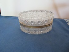 ancienne boite à bijoux  Baccarat ? model pointe de diamant et laiton 15.5 cm