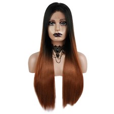 Dentelle Avant Perruques Résistantes Longues Lisses Cheveux Peigne (26") Jaune