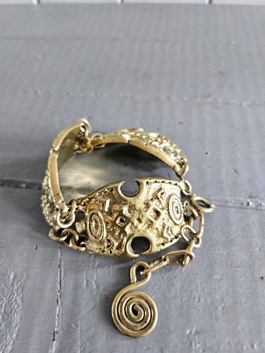 Bracelet bronze doré signé - , m